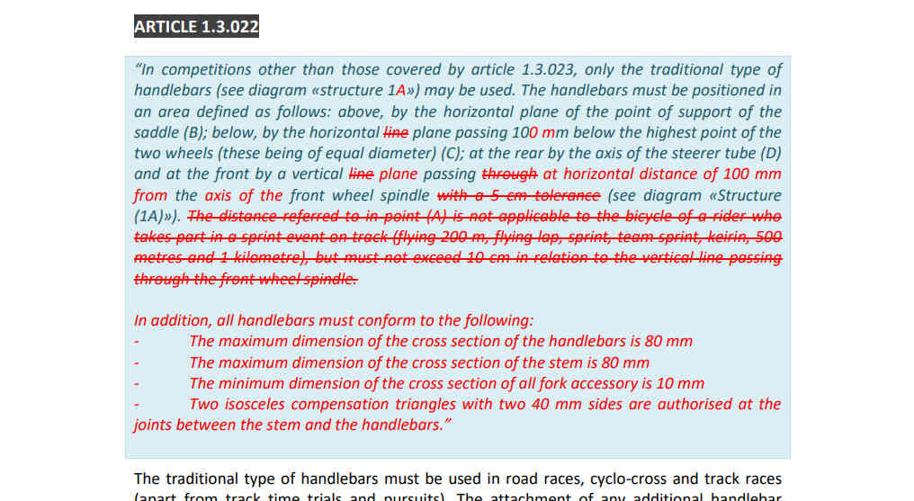 UCIルールとロードバイクのハンドル