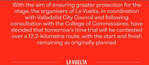 2025ブエルタ・ア・エスパーニャ第18ステージのコース短縮